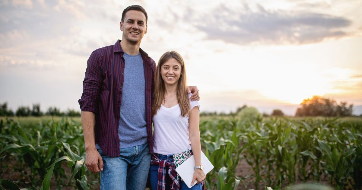 agriculture students in a field